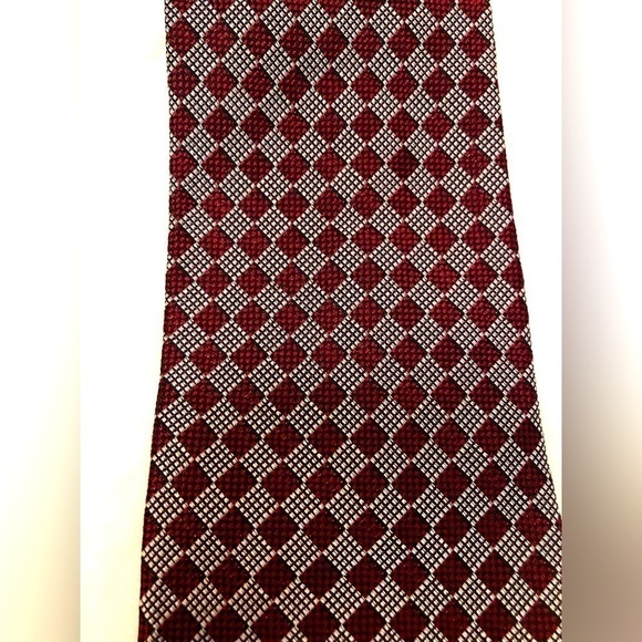 Lauren Ralph Lauren 100% Silk Neck Tie Check Square Red Gray Mens Made in USA - Picture 3 of 16